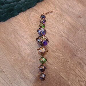 Hanging Copper Metal Wrapped Glass Balls Outdoor Decor 16.5"